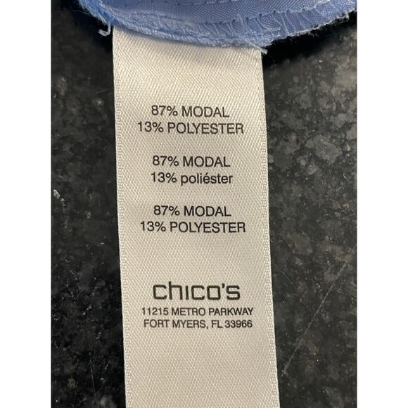 Chico's Blue Button up roll tab shirt size 1 (8) medium - Picture 5 of 10
